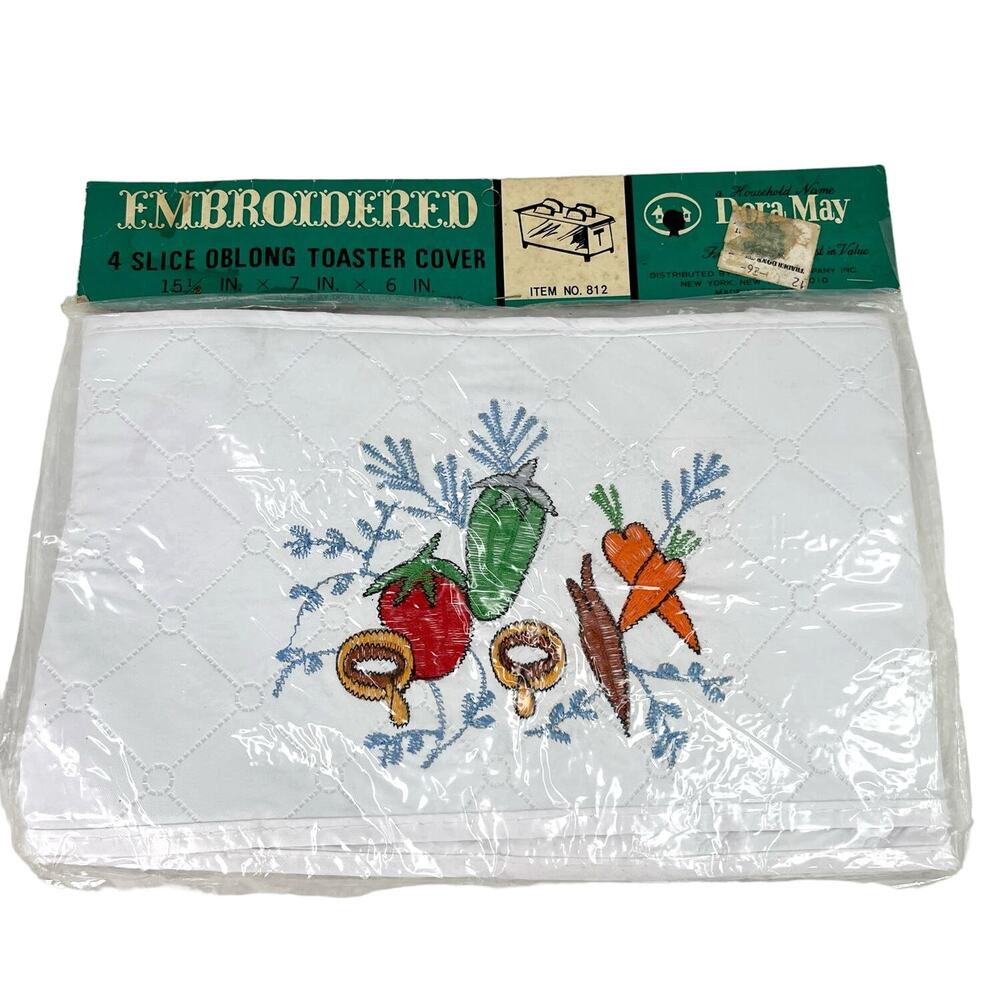 Dora May Vtg 4 Slice Oblong Toaster Cover Quilted Embroidered Vegetables New